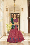 Deep Pink Georgette Lehenga with Thread & Sequin Embroidery