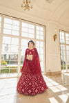 Red Georgette Lehenga with Thread & Sequin Embroidery