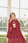 Red Georgette Lehenga with Thread & Sequin Embroidery