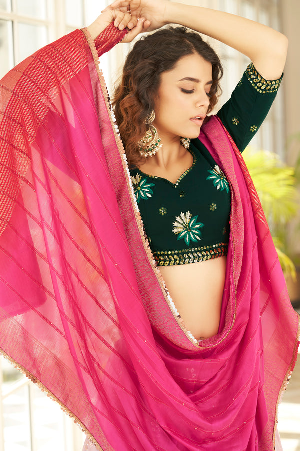 Dusty Pink Georgette Lehenga with Sequin Embroidery