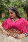 Pink Leheriya Kutchi DesignerPatchwork Readymade Cotton Of White Lehenga Choli