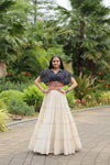 Black Leheriya Print & Kutchi Patchwork With Off WhiteReadymade Cotton Lehenga Choli for Navratri