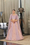 Pink & Peach Art Silk Lehenga with Thread & Sequin Embroidery