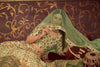 Mint Green Art Silk Lehenga with Embroidery, Print & Diamond Work