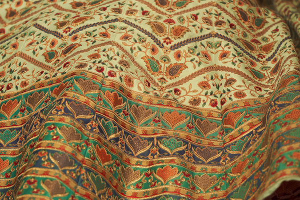 Mint Green Art Silk Lehenga with Embroidery, Print & Diamond Work