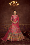 Pink Art Silk Lehenga with Printed & Diamond Embroidered Work