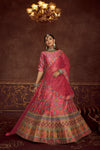 Pink Art Silk Lehenga with Printed & Diamond Embroidered Work