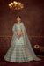 Sky Blue Art Silk Lehenga with Printed & Diamond Embroidered Work