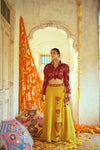 Maroon Gajji Silk Lehenga with Embroidered and Printed Work