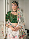 White Silk Lehenga with Thread & Sequins Embroidered Work
