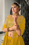 Yellow Georgette Lehenga with Thread & Sequins Embroidered Work