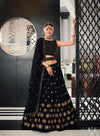 Navy Blue Georgette Lehenga with Thread & Sequins Embroidered Work