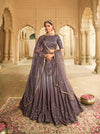 Multi-Color Silk Lehenga with Sequins Embroidery & Net Dupatta