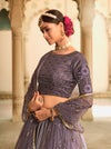 Multi-Color Silk Lehenga with Sequins Embroidery & Net Dupatta