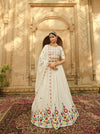 White Georgette Lehenga with Thread & Sequence Embroidery