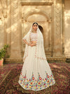 White Georgette Lehenga with Thread & Sequence Embroidery