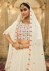 White Georgette Lehenga with Thread & Sequence Embroidery