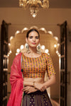 Purple Art Silk Lehenga with Sequence Embroidery & Weaving Dupatta