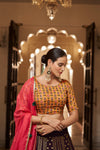 Purple Art Silk Lehenga with Sequence Embroidery & Weaving Dupatta