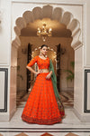 Orange Georgette Lehenga with Thread & Sequence Embroidery