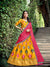 Elegant Yellow Silk Semi-Stitched Lehenga with Embroidered & Printed Work