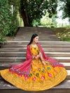 Elegant Yellow Silk Semi-Stitched Lehenga with Embroidered & Printed Work