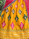 Elegant Yellow Silk Semi-Stitched Lehenga with Embroidered & Printed Work