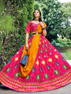 Rani Pink Silk Semi-Stitched Lehenga with Embroidered Work