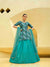 Turquoise Blue Chinon Silk Lehenga with Sequence Embroidered Work