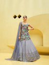 Lavender Chinon Silk Lehenga with Sequence Embroidered Work