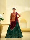 Rama Green Chinon Silk Lehenga with Sequence Embroidered Work