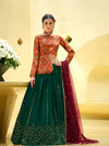 Rama Green Chinon Silk Lehenga with Sequence Embroidered Work