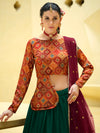 Rama Green Chinon Silk Lehenga with Sequence Embroidered Work
