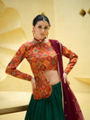 Rama Green Chinon Silk Lehenga with Sequence Embroidered Work