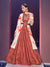 Rust Orange Art Silk Lehenga with Sibburi Print & Embroidery