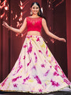 Pink Cotton Silk Lehenga with Shibori Print & Embroidered Jacket