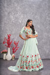 Sea Green Georgette Lehenga with Art Silk Blouse & Embroidered Work
