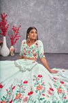 Sea Green Georgette Lehenga with Art Silk Blouse & Embroidered Work