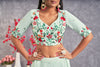 Sea Green Georgette Lehenga with Art Silk Blouse & Embroidered Work