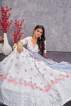Pearl White Georgette Lehenga with Thread & Sequence Embroidery Work