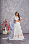 Pearl White Georgette Lehenga with Thread & Sequence Embroidery Work