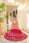 Peach Art Silk Lehenga with Thread, Sequence & Mirror Work