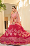 Peach Art Silk Lehenga with Thread, Sequence & Mirror Work