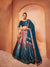 Teal Blue Velvet Lehenga with Sequence & Mirror Embroidery