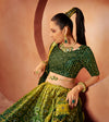 Green Velvet Lehenga with Sequence & Mirror Embroidery