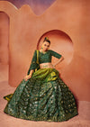 Green Velvet Lehenga with Sequence & Mirror Embroidery