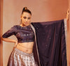 Purple Velvet Lehenga with Sequence & Mirror Embroidery