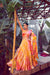 Orange Silk Stitched Lehenga with Printed Work & Fancy Shoulder Dupatta