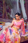 Purple Pink Silk Stitched Lehenga with Printed Work & Fancy Shoulder Dupatta