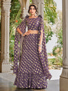 Light Purple Georgette Stitched Lehenga with Metallic Foil Work & Fancy Dupatta